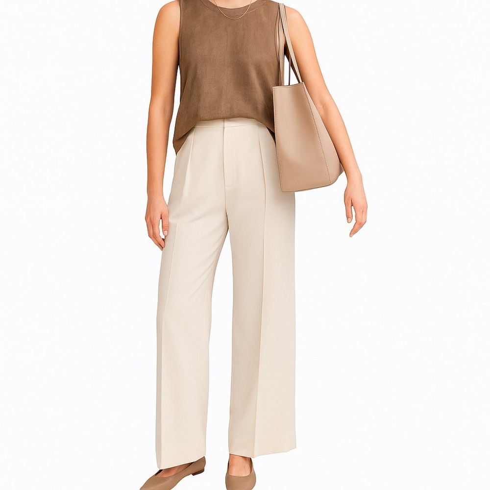 Paper Crane Women's Faux Suede Sleeveless Top Brown Tan Size‎ S Old Money Luxury